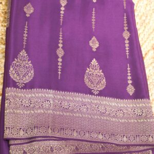 Alternative view of Purple Antique Zari Buttas Pure Crepe Banaras Saree