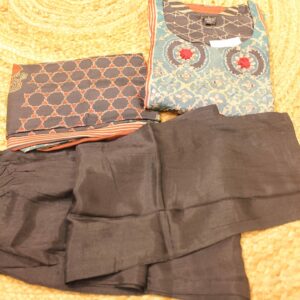 Alternative view of Blue & Black with Ajrak Print Kurta Set