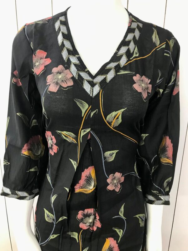 Black Printed A Line Kurta Set - Image 2