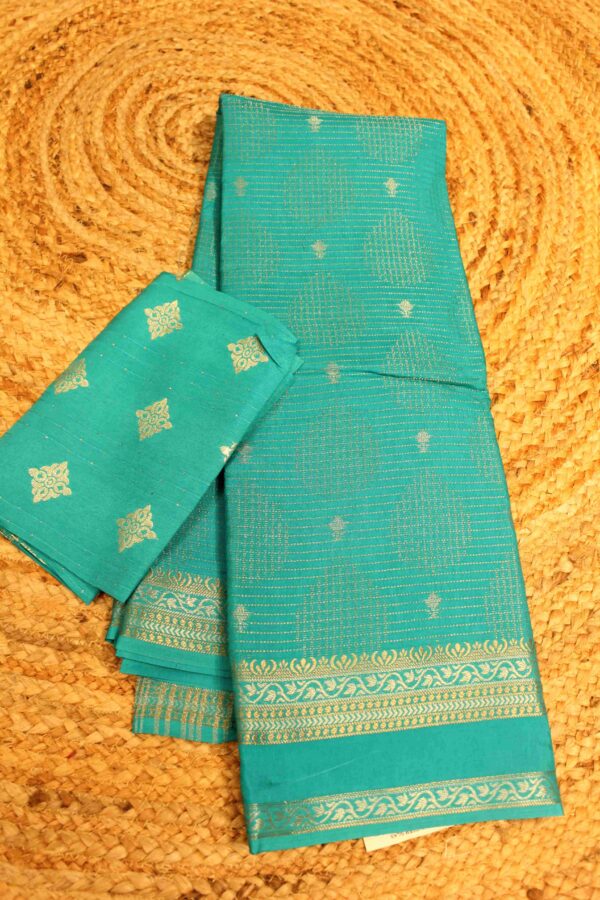 Small Zari Checks & Buttas with Bentex Border Semi Mysore Silk Saree