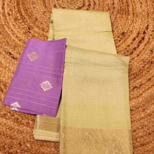 Horizontal Zari Strips Semi Mysore Silk Saree