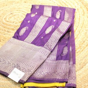 Alternative view of Zari Vertical Buttas and Stripes Semi Crepe Banaras Saree