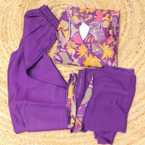 Alternative view of Purple Printed with Sequence Work Angrakha Kurta Set