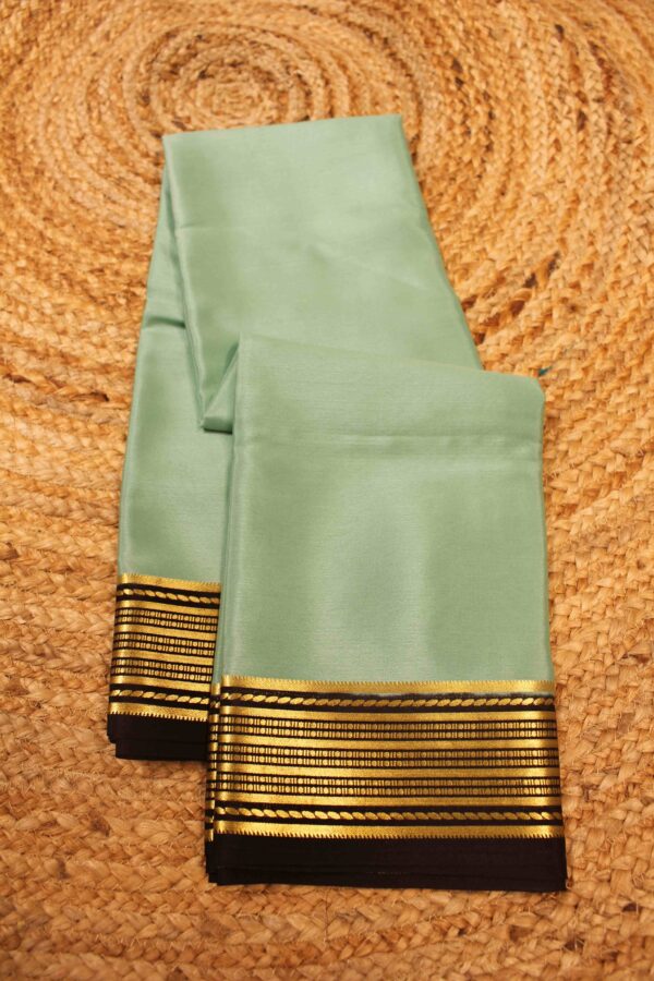 Plain with Zari Border Pure Mysore Crepe Saree - Image 2