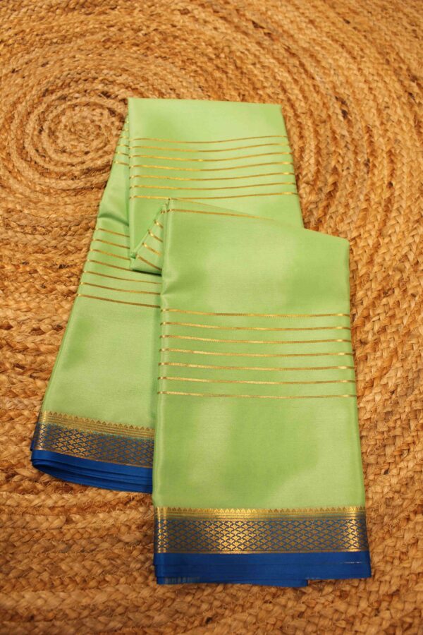 Horizontal Zari Stripes with Small Border Pure Mysore Crepe Saree