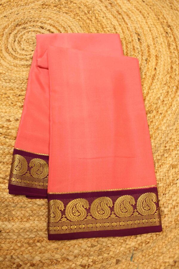 Plain with Mango Border Pure Mysore Crepe Saree - Image 2