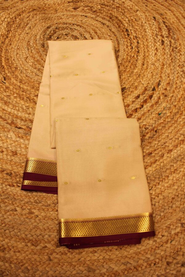 Small Border with Floral Buttas Pure Mysore Crepe Saree