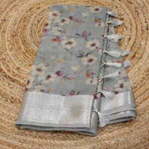 Semi Tussar Digital Print Smalll Flowers
