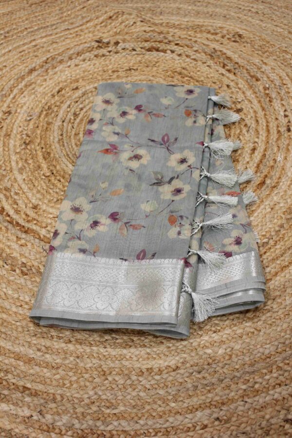 Semi Tussar Digital Print Smalll Flowers