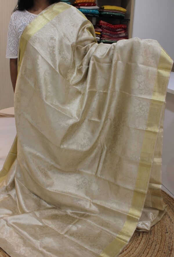Gold Brocade Tissue Pure Kanchi Saree - Image 2