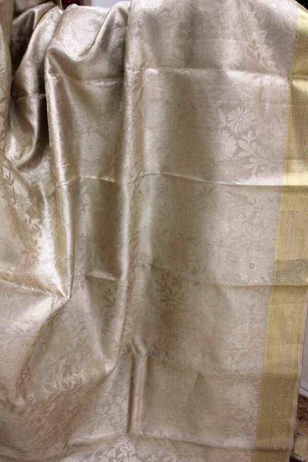 Gold Brocade Tissue Pure Kanchi Saree - Image 4