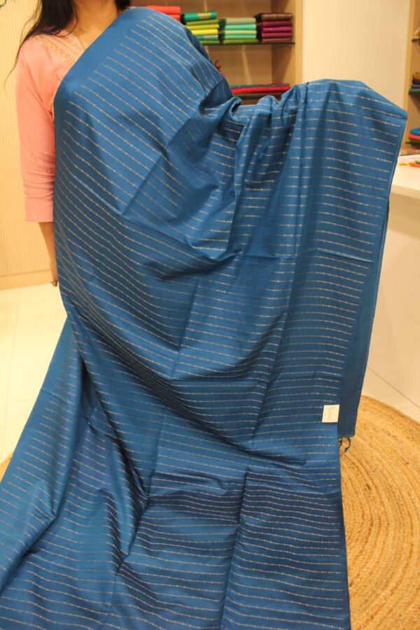 Blue Vertical Stripes Pure Handloom Soft Silk Saree