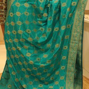Alternative view of Zari Woven Jaal with Meenakari Semi Banaras Saree
