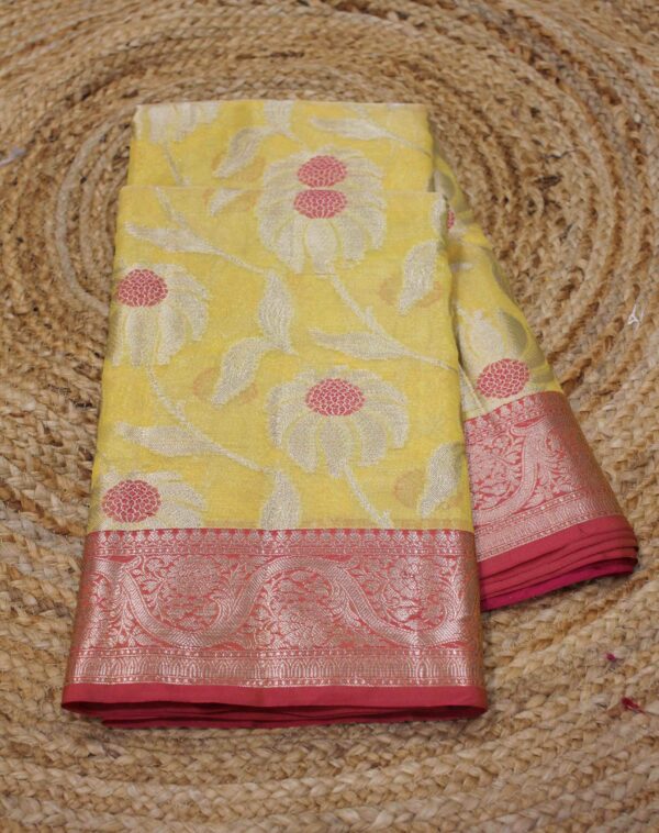 Zari Floral Meenakari Semi Banaras Silk Saree