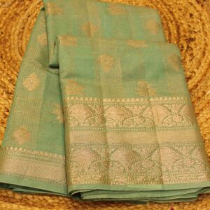Alternative view of Zari Checks with Buttas Semi Banaras Silk Saree