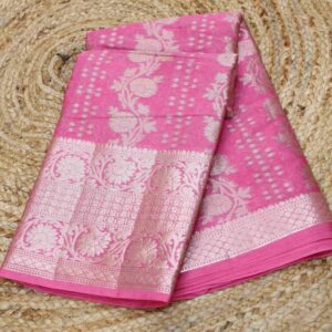 Zari Jaal with Buttas Semi Banaras Silk Saree