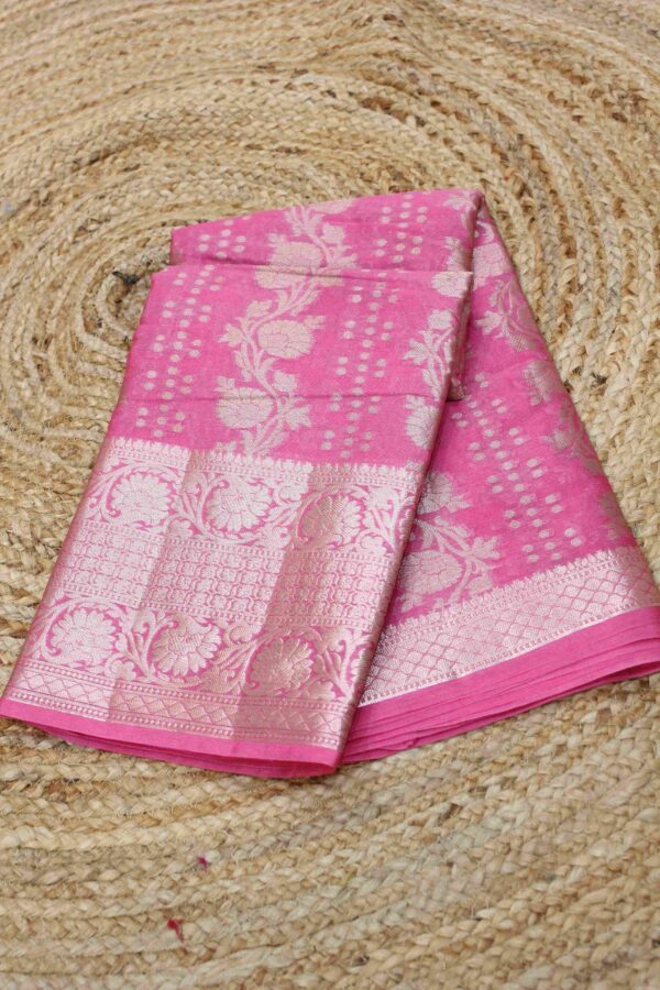 Zari Jaal with Buttas Semi Banaras Silk Saree