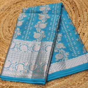 Alternative view of Zari Jaal with Buttas Semi Banaras Silk Saree