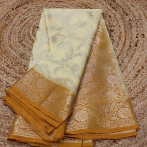 Alternative view of Zari Jaal Semi Banaras Silk Saree