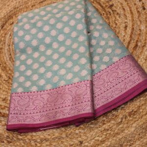 Alternative view of Floral Buttas with Mango Border Kota Checks Saree