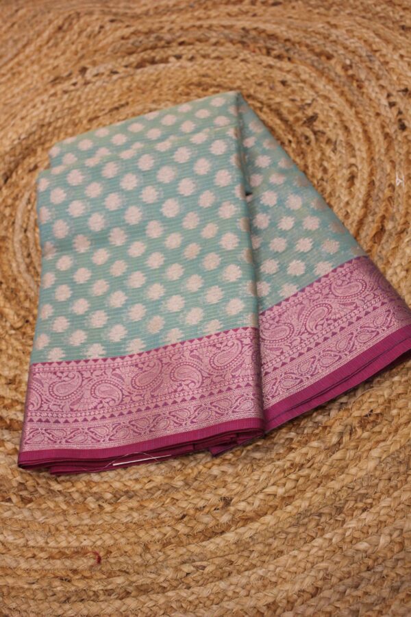 Floral Buttas with Mango Border Kota Checks Saree - Image 2