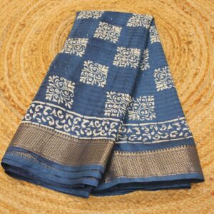 Batik Print and Sequence Semi Silk Cotton Saree