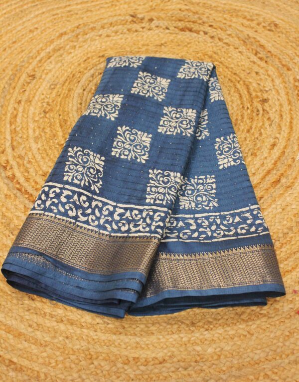 Batik Print and Sequence Semi Silk Cotton Saree