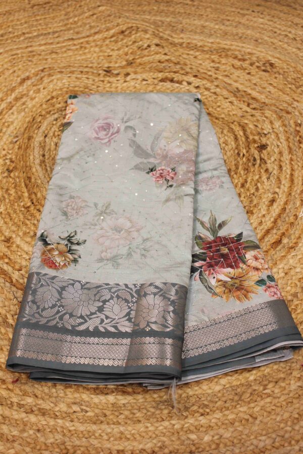 Floral Prints with Sequence Dola Silk Saree