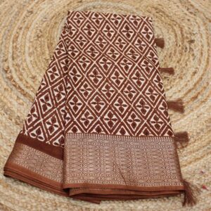 Geometric Kalamkari Print Fancy Saree