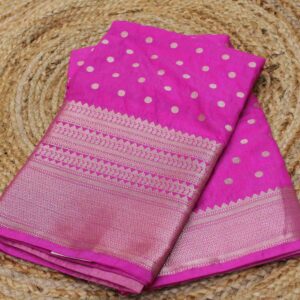 Pink Zari Butta Banaras Warm Silk Saree