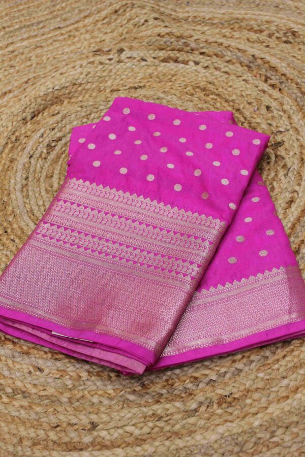 Pink Zari Butta Banaras Warm Silk Saree