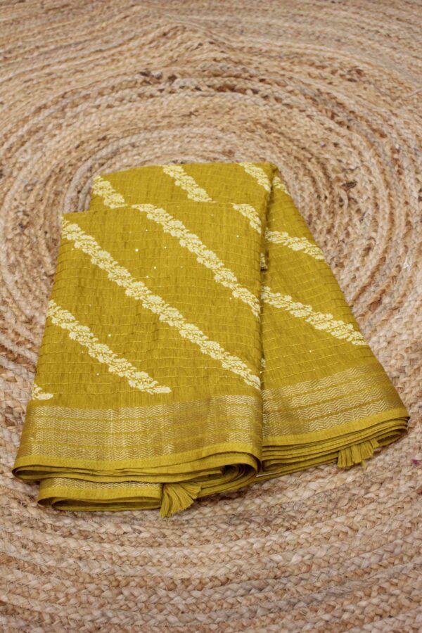 Mustard Diagonal Floral Printed Fancy Saree