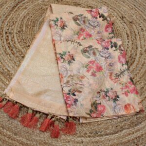 Flroral Printed & Zari Woven Fancy Saree
