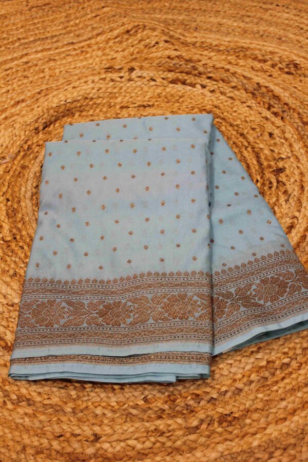 Blue Zari Buttas Semi Banaras Saree