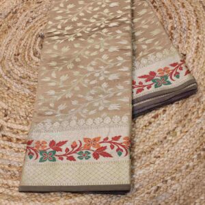 Brown Zari Jaal Woven Fancy Saree