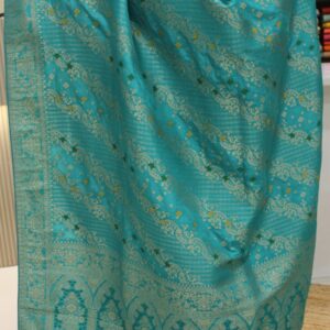 Alternative view of Zari Woven Diagonal Jaal with Meenakari Semi Banaras Saree