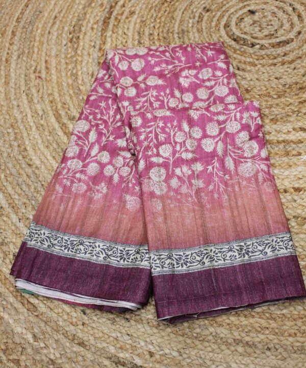 Flower Prints Semi Tussar Saree - Image 2