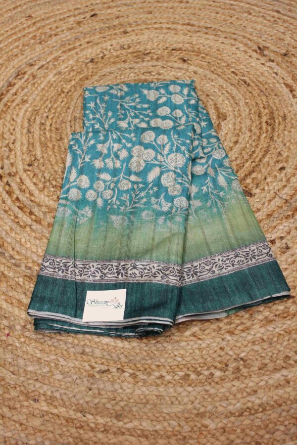 Flower Prints Semi Tussar Saree - Image 4