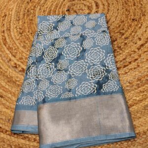 Floral Block Printed Fancy Saree