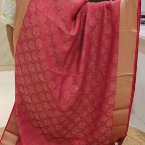 Rani Pink Crush Tissue Crepe Pure Banaras Saree