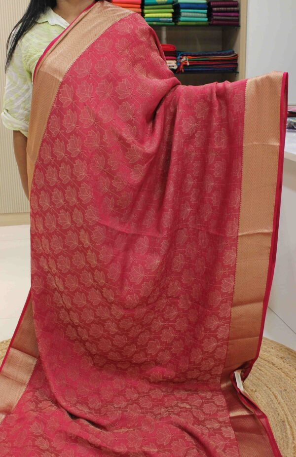 Rani Pink Crush Tissue Crepe Pure Banaras Saree