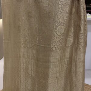 Zari Woven Jaal with Floral, Peacock and Elephant Motifs Pure Crepe Banaras Saree