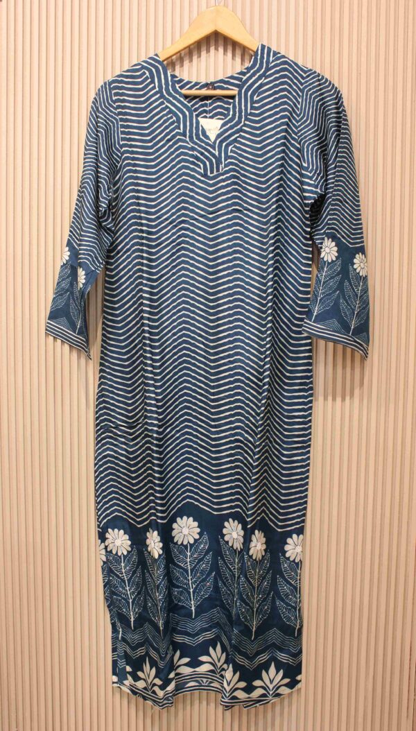 Blue with White leheriya Prints Designer Kurta Set