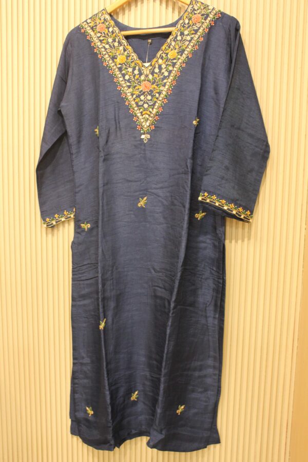 Royal Blue with Embroidery and Embroidery Designer Kurta Set - Image 2