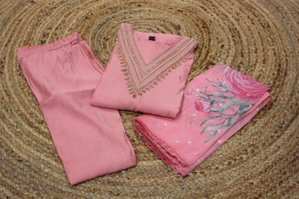 Pink with Pearls and Cutdana work Designer Kurta Set