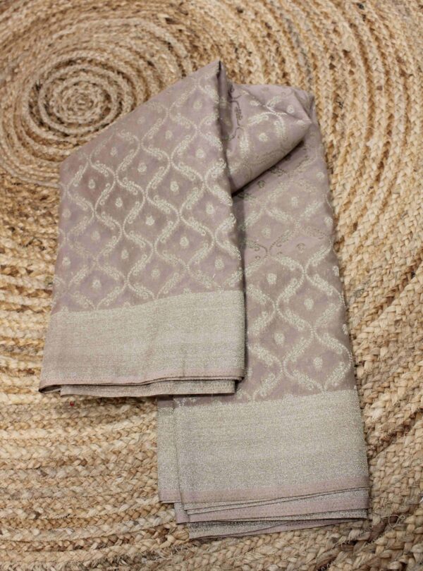 Zari Woven Jaal with Buttas Semi Georgette Saree - Image 6