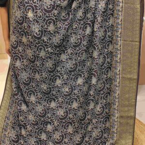 Abstract Ajrakh Prints Pure Dola Silk Saree