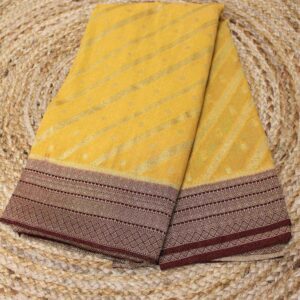 Zari Woven Diagonal Stripes with Floral Buttas Banaras Semi Crepe Saree