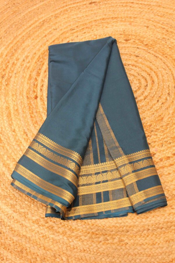 Double Border Semi Mysore Crepe Silk Saree - Image 4
