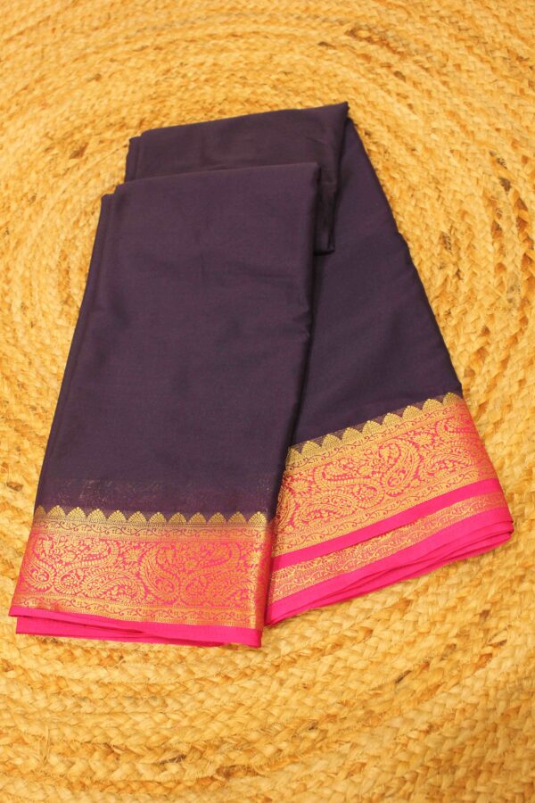 Contrast Border Semi Crepe Silk Saree - Image 4